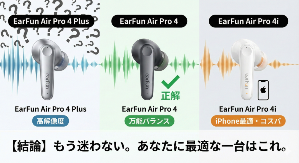 Earfun Air 4 Pro シリーズの比較